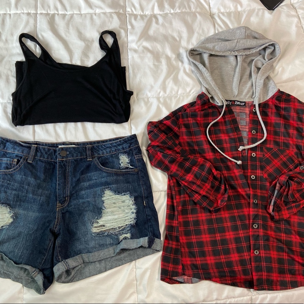 Red & Black Hooded Flannel